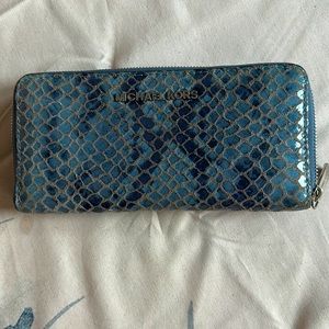 Michael Kors blue snakeskin wallet